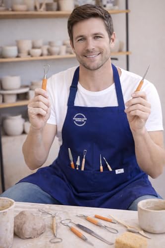 Premium Water-Resistant Navy Artist Apron – Adjustable Comfort Bib Apron for Painting, Clay Work, Crafting, Cooking & Workshops