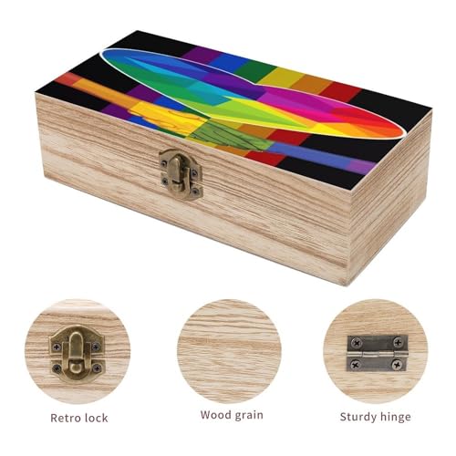 LGBT Rainbow Gay Pride Flag Handshake Love Pride Day Jewelry Box Wooden Rustic Multi-Purpose Organizer with Front Clasp for Jewelry, Crafts, Accessories & Small Items - color: style-9