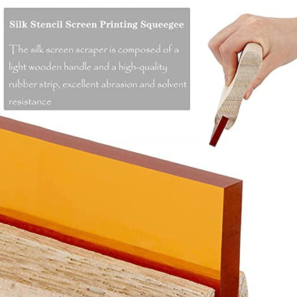 Cayway Screen Printing Kit, 2 PCS Wood Silk Screen Printing Frame with Mesh, Screen Printing Squeegees, Mask Tape for Screen Printing - color: Style 4