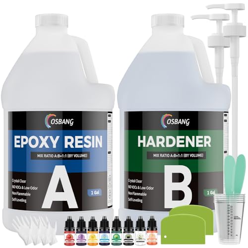 Epoxy Resin 2 Gal, Clear Casting Kit for DIY Craft & Beginners, Crystal Clear Epoxy Resin for Casting, Coating, Jewelry Making & DIY, Hard Type No Bubble Non-Yellowing Deep Pour Resin(1 Gal×2) - size: 2 Gal