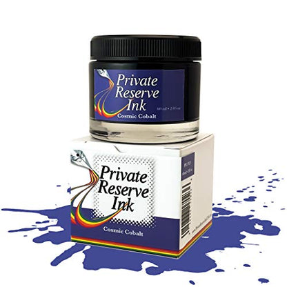 Private Reserve Premium Fountain Pen Ink, 60ml Bottle, Cosmic Cobalt | Premium fountain pen ink with smooth flow, rich color, and reliable everyday writing performance. - color: Cosmic Cobalt