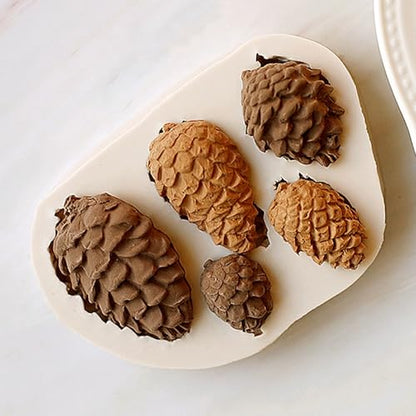 4PCS Christmas Fondant Molds, Christmas Holly Leaves Bells Pinecone Silicone Chocolate Molds, Unique Shape Cake Pop Candy Gummy Molds for Baking, DIY Holiday Dessert Polymer Clay Candle Craft - color: 4pc xmas