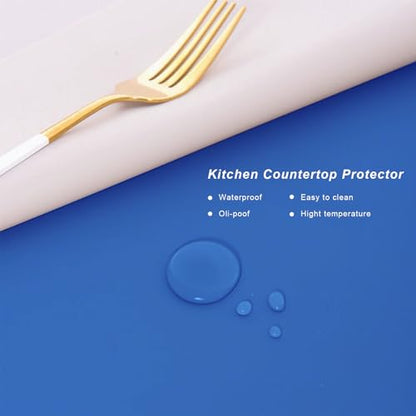 Silicone Placemats, Food-Grade Non-Slip Waterproof, Dining, Stain Resistant, Countertop Protector, Kitchen Counter Mat, Heat Resistant, Baking mat Dishwasher Safe (Blue, 1) - color: Classic Blue, size: 23.6 x 15.7 in - 1pc (0.05 in)