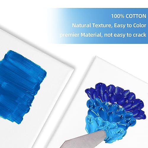20 Pack Stretched Canvases for Painting with 4packs of 4x4, 5x7,8x10,9x12, 11x14 100% Cotton Blank Painting Canvas for Oil, Acrylic Paint & Other Painting Media - size: Mix 20Pack