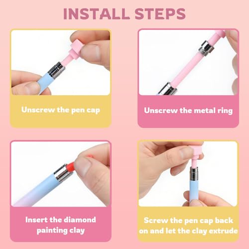 Diamond Painting Roller & Wax Pen Kit, Diamond Art Tools Set | Smooth roller and refillable wax pen help press drills firmly and pick gems faster