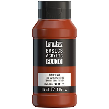 Liquitex BASICS Acrylic Fluid Paint, 118ml (4-oz) Bottle, Burnt Sienna - color: Burnt Sienna, style: 118ml (4-oz)