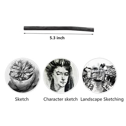 Vine Charcoal, Soft, Black 25 Charcoal Sticks for Drawing, Sketching, and Fine Art, Willow Sketch Charcoal Pencils for Drawing (3-5mm(25pcs)) - style: 3-5mm
