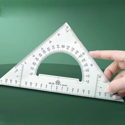 Professional Geometry Set(16Pcs) - Geometry Kit For Artists And Students | Geometry Set With Metal Rulers | Triangle Ruler Compass Protractor Set | Architecture Drawing Pencils Drafting Set - color: Transparent