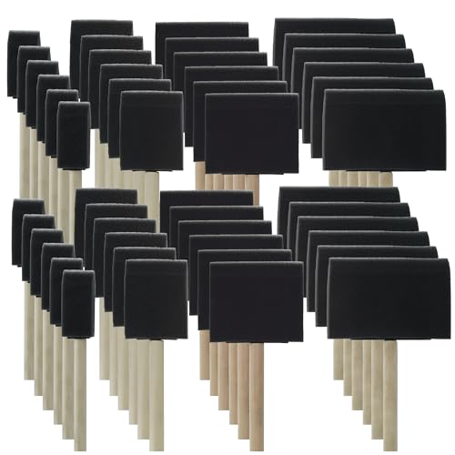 School Smart Wedge Foam Paint Brush Set, Assorted Size, Set of 48