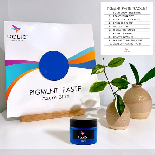 Rolio Blue Pigment Paste for Epoxy Resin – (Azure) 2oz Jar – Opaque Blue Epoxy Colorant, Resin Dye Paste, High-Intensity Pigment Paste for Art, Jewelry, Crafts, Tumblers & DIY Projects - color: Azure