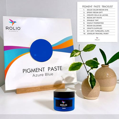 Rolio Blue Pigment Paste for Epoxy Resin – (Azure) 2oz Jar – Opaque Blue Epoxy Colorant, Resin Dye Paste, High-Intensity Pigment Paste for Art, Jewelry, Crafts, Tumblers & DIY Projects - color: Azure