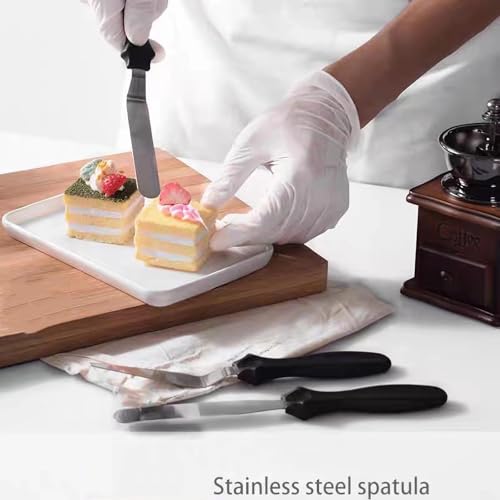 Cake Cream Spatulas, 3 Pieces of Cake Angled Spatula with Stainless Steel, Professional Cake Decorating, Pastry & Baking, Icing Frosting Cream Chocolate Cake Spatula (3 Pcs Black) - color: 3 Pcs Black