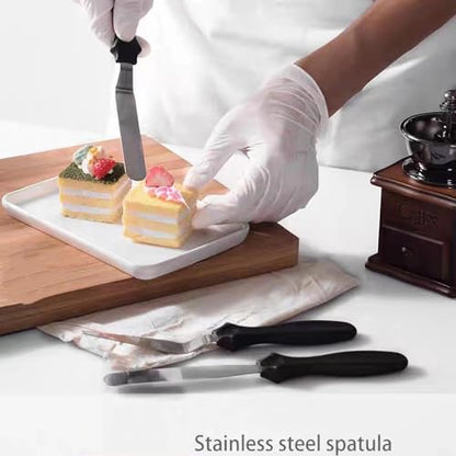 Cake Cream Spatulas, 3 Pieces of Cake Angled Spatula with Stainless Steel, Professional Cake Decorating, Pastry & Baking, Icing Frosting Cream Chocolate Cake Spatula (3 Pcs Black) - color: 3 Pcs Black