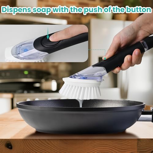 Soap Dispensing Dish Brush, Dish Scrub Brush with Soap Dispenser, Dish Soap Brush for Dishes, Pans, Sink, Pots - size: 1 Pack