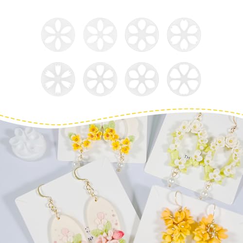Xaekicr Polymer Clay Flower Petal Cutters – 8 Pcs Round Clay Cutters for 3D Floral Earrings, DIY Clay Tools for Polymer Clay Jewelry Making - color: V color