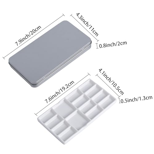 Travel Watercolor Palette,Portable Ceramic Palette with 14 Well,Metal Paint Box with Porcelain Palette(Silver Box) - color: Silver