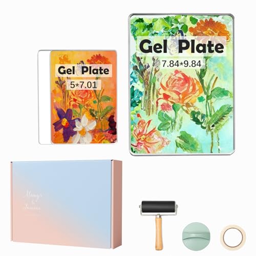 Gel Printing Plate Kit 2 - 5x7" & 8x10" Reusable Gelli Plates for Mono printing, Art Printmaking, Card Making & Scrapbooking - Eco-Friendly, Easy to Clean, Complete Starter Set with Tools