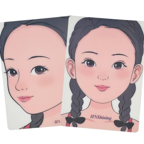2 Pieces HNSHINING Makeup Painting Practice Board,Face Paint Practice Board,Reusable Painting Exercise Template,Stage Makeup Painting Tool,Display for Stage&Home Make Up Painting (Girl) - color: Girl