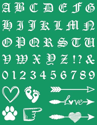 Old English Silk Screen Stencils Self Adhesive Letter Screen Printing Stencil Reusable Mesh Stencils Number Chalk Transfers for Chalk Paste Paint on Wood, Fabric,DIY Garden Decor,Crafts Chalks Art - color: old English