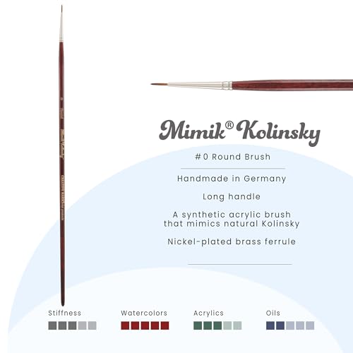Creative Mark Mimik Kolinsky Watercolor Brush - # 0 Round - Long Handle Synthetic Paint Brush - Handmade in Germany - Synthetic Sable Paint Brushes for Professional Artists - Animal-Friendly - size: 0