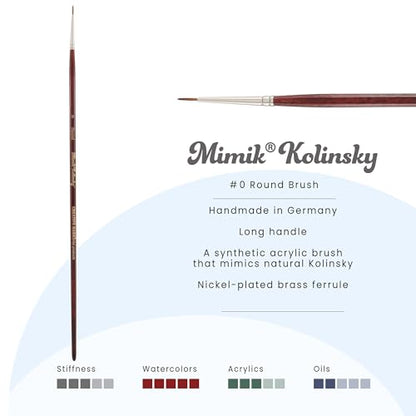 Creative Mark Mimik Kolinsky Watercolor Brush - # 0 Round - Long Handle Synthetic Paint Brush - Handmade in Germany - Synthetic Sable Paint Brushes for Professional Artists - Animal-Friendly - size: 0
