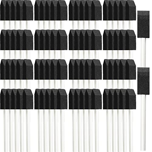 Leinuosen 200 Pack 1inch Black Foam Brush Bulk Sponge Paint Brush with Handle Wood Grip Foam Art Paintbrushes for Paint Crafts Art Acrylics Stains - size: 1 inch