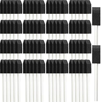 Leinuosen 200 Pack 1inch Black Foam Brush Bulk Sponge Paint Brush with Handle Wood Grip Foam Art Paintbrushes for Paint Crafts Art Acrylics Stains - size: 1 inch