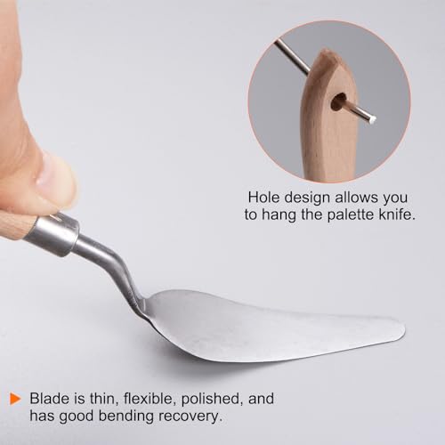 HARFINGTON 4pcs 10# Painting Palette Knife Pointy Stainless Steel Art Spatula Painting Pallet Knives Scrapers Tools with Plastic Handle for Acrylic Oil Canvas Mixing Spreading - size: 60mm x 22mm
