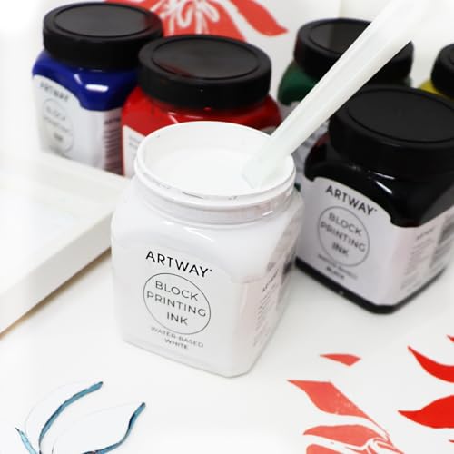 Artway Premium Block Printing Ink - 250ml - White - Ideal for Relief, Block and Lino Printmaking - color: White