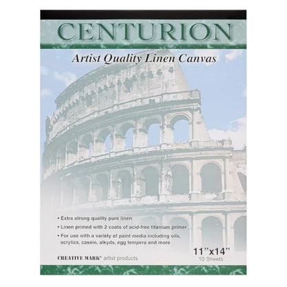 Centurion Acrylic Primed White Linen Canvas Sheet Pad, 11" x 14" 11oz Weight, Tape-Bound for Acrylics, Alkyds, Water-Mixable Oils - size: 11" x 14"