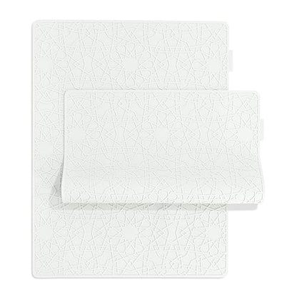 Modern Silicone Placemat Set of 2- Table Protector for Dining Room Table, Kitchen, Craft Mat- Non-Toxic, Anti-Slip, Dishwasher Safe, BPA Free, Heat Resistant - (White) - color: White