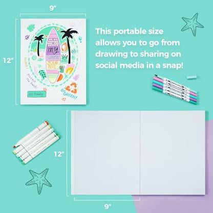 Ohuhu Double Sided Marker Pads Art Sketchbook Bleedproof - 10x7.6 Spiral Bound Type + 9x12 Glue Bound Type Set, Total 2psc Marker Pads