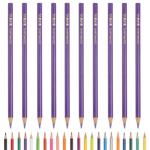 PATIKIL Colored Pencils, Purple Color Drawing Pencils with Oil-Based Cores Art Scrapbook Supplies for Adult Coloring Books Artists Beginners Drawing Sketching, 10 Pcs - color: Purple