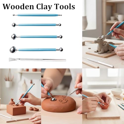 14 Piece Clay Tools Kit – Pottery and Polymer Clay Sculpting Set for Beginners & Adults, Air-Dry Clay Tools for Carving, Drawing, Molding, Shaping and Modeling(14)