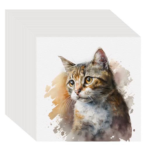 100PCS 4x4 Watercolor Paper Bulk, 140lb/300g Cold Press Thick Water Color Paper Pad for Child Adult, White Art Paper for Drawing Painting Markers Gouache, Textured Cotton Paper Sheets - color: White-100pcs, size: 4x4