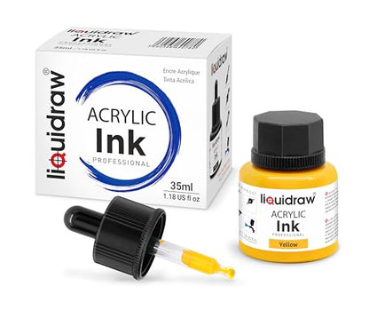 Liquidraw Acrylic Drawing Ink - 10 x 1.18 fl oz (35 ml) Bottles with Ink Dropper | Suitable for Painting, Art Drawing & Design | Great for Professionals, Artists, Students & Hobbyists | Craft Gift