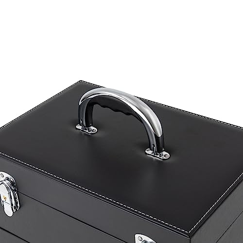 44.09lbs Lockable Makeup Train Case,Rolling Hairdressing Trolley,Beauty Salon Cosmetic Luggage with Universal Wheels for Hair Stylist,Make-up Artists (Black 6) - color: Black 6