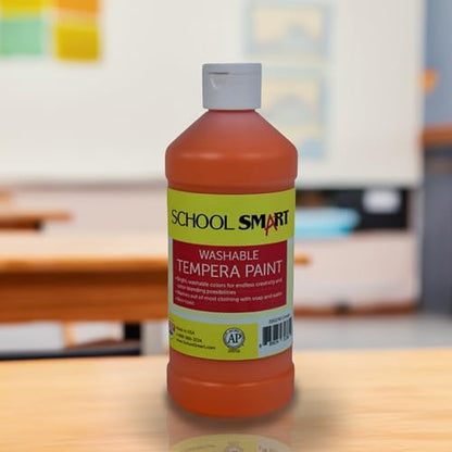 School Smart Washable Tempera Paint, Orange, 1 Pint Bottle - color: Orange