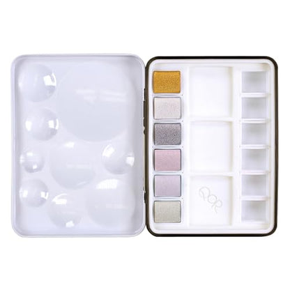 QoR Reflective Half Pan Set by GOLDEN, 6 Half Pan Watercolors, Professional Watercolor Paint Set
