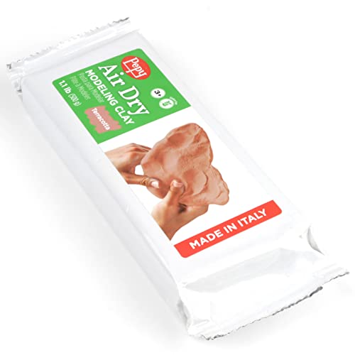 Pepy Premium European Air Dry Modeling Clay Terracotta 1.1 lb Bar, Easy to Use Air-Hardening Clay for Classroom and Montessori Sculpting and Crafts Projects - color: Terracotta, size: 1.1 Lbs