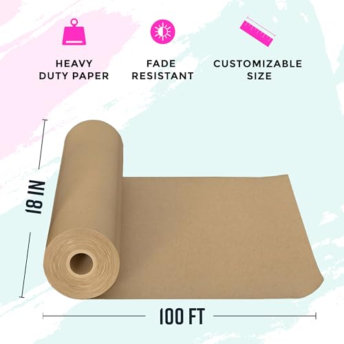 Bryco Goods (Pack of 2) Brown Kraft Packing Paper Rolls - 18" x 100' (1200”) - Moving Supplies, Gift Wrapping, Arts & Crafts, Bulletin Board Paper - Made in The USA - color: Brown, size: 18" x 100' (2-Pack)