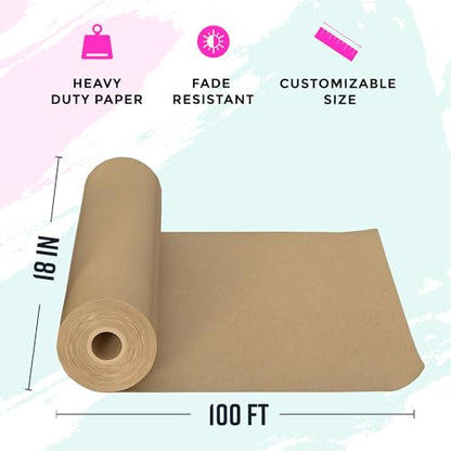 Bryco Goods (Pack of 2) Brown Kraft Packing Paper Rolls - 18" x 100' (1200”) - Moving Supplies, Gift Wrapping, Arts & Crafts, Bulletin Board Paper - Made in The USA - color: Brown, size: 18" x 100' (2-Pack)