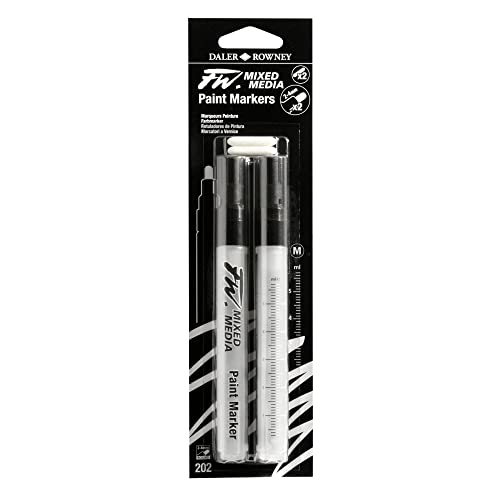 Daler Rowney FW Mixed Media Empty Paint Markers, 2 Set, Medium 2-4mm Round Nibs (D160320202) - style: 2-4MM Round, Marker