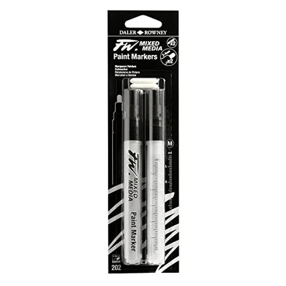 Daler Rowney FW Mixed Media Empty Paint Markers, 2 Set, Medium 2-4mm Round Nibs (D160320202) - style: 2-4MM Round, Marker