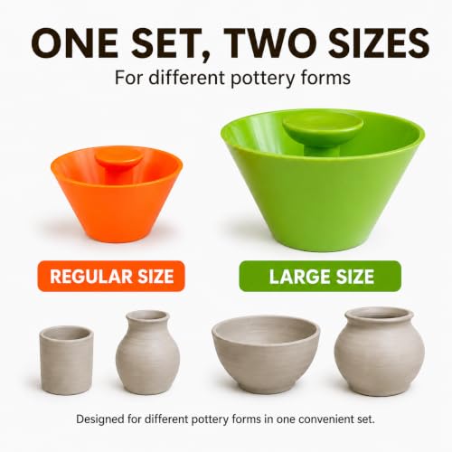 KYVERNOST Rim Cone Pottery Tool Set – Includes Small & Large Ceramic Rim Shapers for Fixing, Rounding, and Smoothing Pottery Edges – Pottery Rim Cone Tools for Artists and Hobbyists