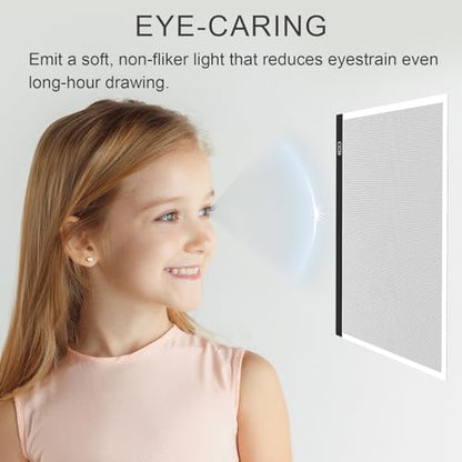 comzler A4 LED Light Board, 3 Level Dimmable Brightness USB Power Artcraft Light Table for Tracing, Light Drawing Sketch Pad for Animation, Sketching, Drawing, Stenciling, Artists - Black - style: Portable Ultra-thin Magnetic LED light pad Tracing Light B