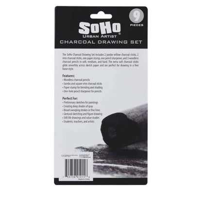 Soho Urban Artist Charcoal Drawing Set - Drawing Charcoal for Artists, Students, Blending, Live Figure Drawing, & More! - [Black - Drawing Set] - size: 1 Count (Pack of 1)