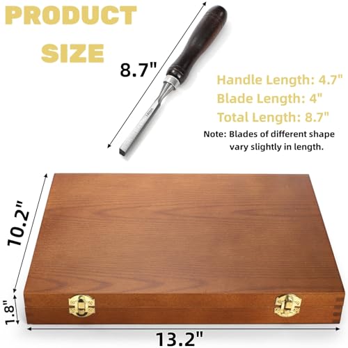 Covzoe 12 Pieces Wood Chisel Set, Woodworking Carving Tools with Wooden Box, CR-V Steel Edge Blade with Premium Wood Handle, Professional Wood Gouge Turning Tools for Craftsman Carpenter Beginners