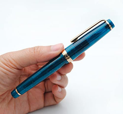 JINHAO 82 Fountain Pen with Gold Clip (F Nib 0.5mm, Transparent Fluorescent Dark Ocean Blue) - color: Transparent Fluorescent Dark Ocean Blue