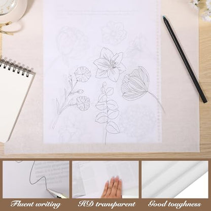 Tracing Paper Roll 12in x 50yd, White Trace Paper Pattern Paper Translucent Tracing Paper for Sewing, Drawing, Sketching, Gift Wrapping - size: 12in x 50yd
